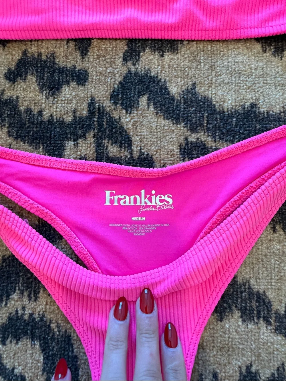 Frankies Bikinis Hot Pink Ribbed Two-Piece Swim Set